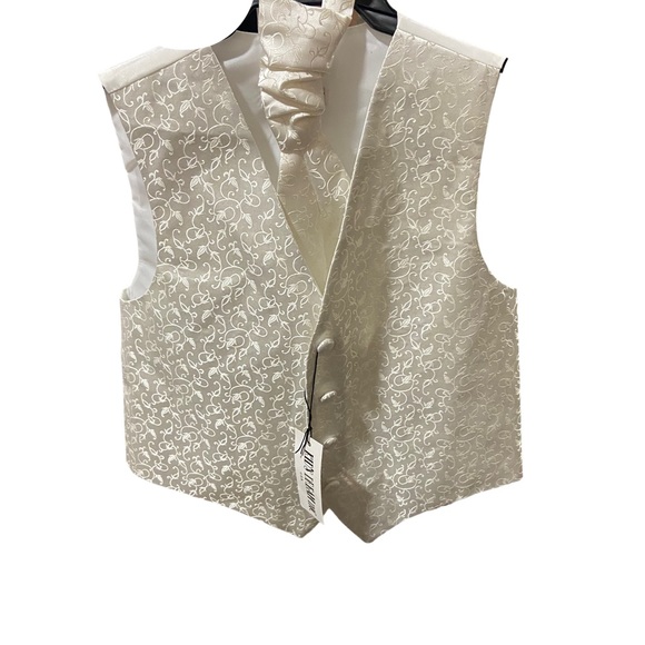Kids Dream Ivory Flower Vest Tie Set Boys and Youth - Picture 1 of 5
